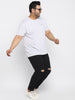 Urbano Plus Men's Black Regular Fit Knee Slit Distressed Jeans Stretchable