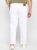 Plus Men's White Regular Fit Knee Slit Distressed Jeans Stretchable