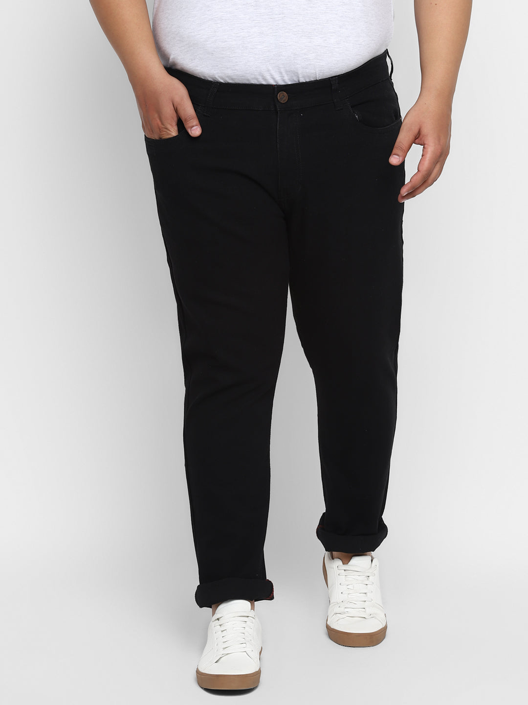 Urbano Plus Men's Black Regular Fit Denim Jeans Stretchable