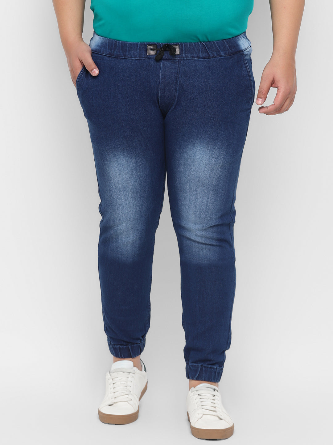 Urbano Plus Men's Blue Regular Fit Washed Jogger Jeans Stretchable