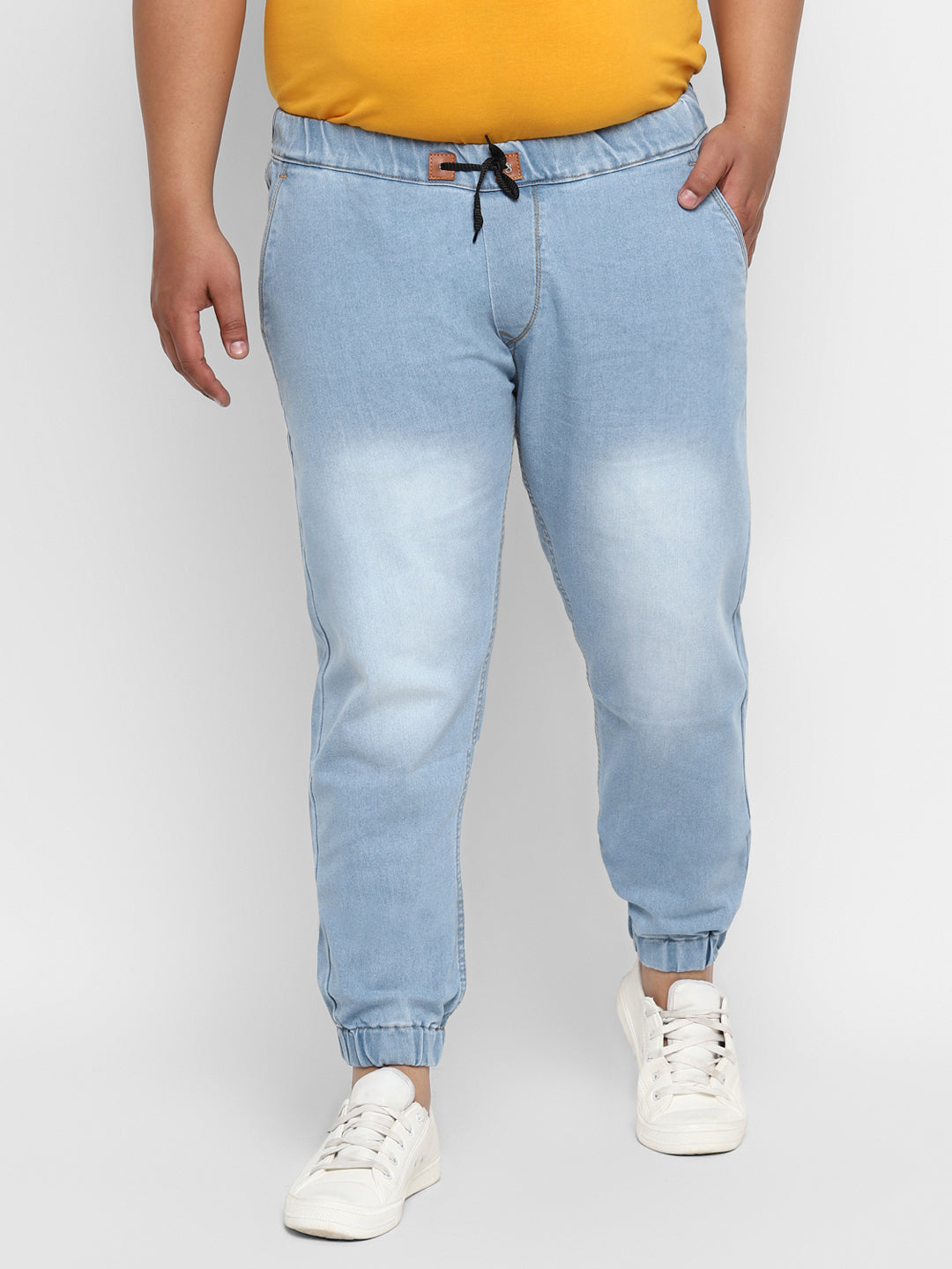 Plus Men's Light Blue Regular Fit Jogger Jeans Stretch