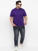 Urbano Plus Men's Purple Solid Mandarin Collar Regular Fit Cotton T-Shirt