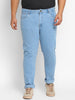 Plus Men's Ice Blue Regular Fit Washed Jeans Stretchable