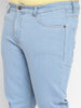 Plus Men's Ice Blue Regular Fit Washed Jeans Stretchable