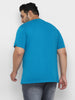 Plus Men's Aqua Blue Solid Regular Fit Round Neck Cotton T-Shirt