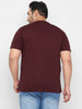Urbano Plus Men's Maroon Solid Regular Fit Round Neck Cotton T-Shirt