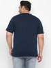 Plus Men's Navy Blue Solid Regular Fit Round Neck Cotton T-Shirt