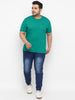 Plus Men's Teal Green Solid Regular Fit Round Neck Cotton T-Shirt