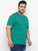 Urbano Plus Men's Teal Green Solid Regular Fit Round Neck Cotton T-Shirt