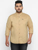 Urbano Plus Men Khaki Solid Cotton Casual Shirt