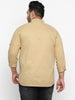 Urbano Plus Men Khaki Solid Cotton Casual Shirt