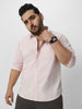 Plus Men's Baby Pink Cotton Full Sleeve Regular Fit Casual Solid Shirt