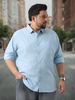 Plus Men's Light Blue Cotton Full Sleeve Regular Fit Casual Solid Shirt