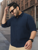 Plus Men's Navy Cotton Full Sleeve Regular Fit Casual Solid Shirt