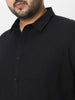 Plus Men's Black Cotton Full Sleeve Regular Fit Casual Solid Shirt