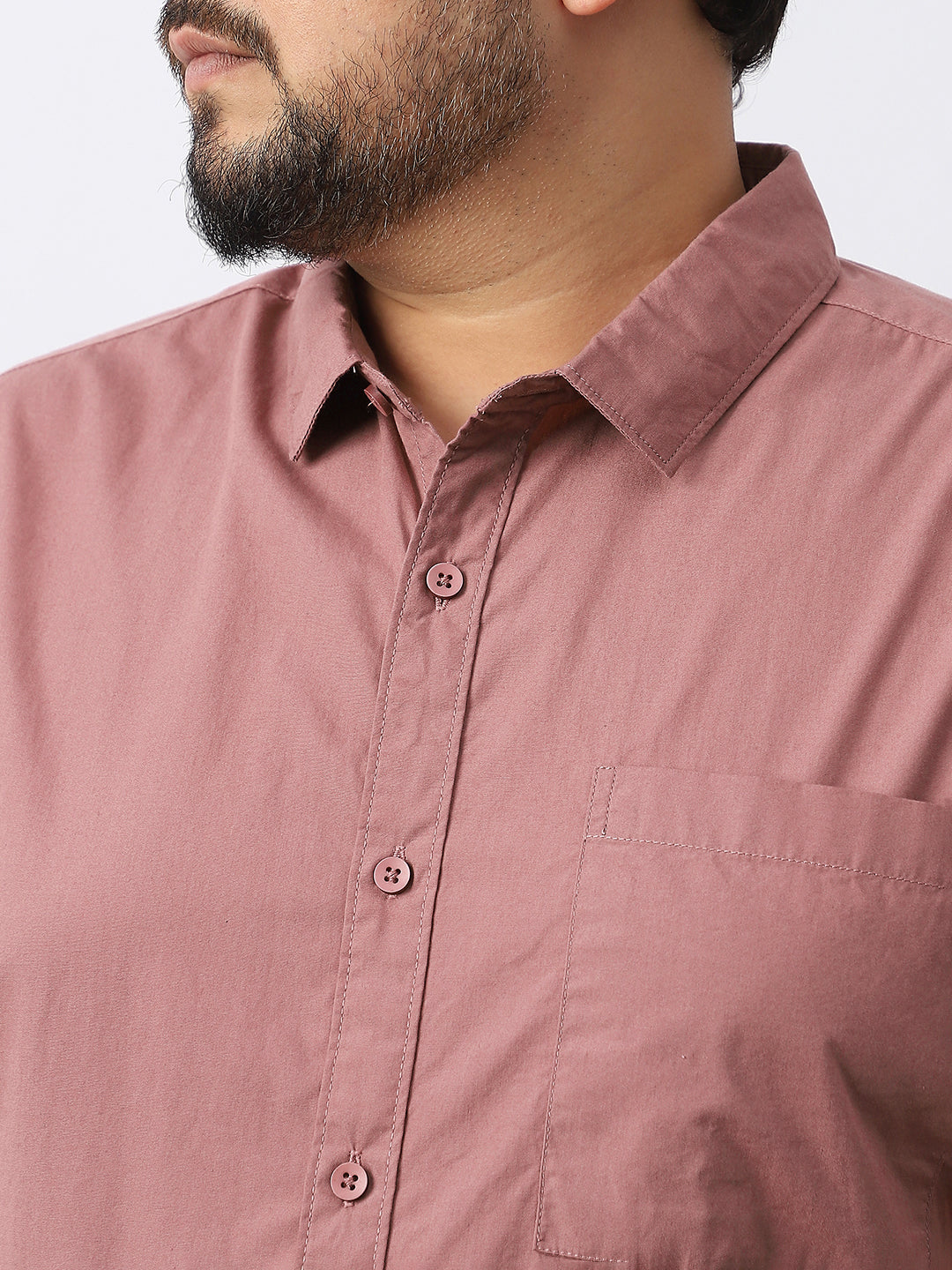 Plus Men's Dusty Pink Cotton Full Sleeve Regular Fit Casual Solid Shirt