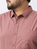Plus Men's Dusty Pink Cotton Full Sleeve Regular Fit Casual Solid Shirt