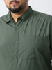 Plus Men's Sage Green Cotton Full Sleeve Regular Fit Casual Solid Shirt