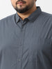 Plus Men's Slate Blue Cotton Full Sleeve Regular Fit Casual Solid Shirt
