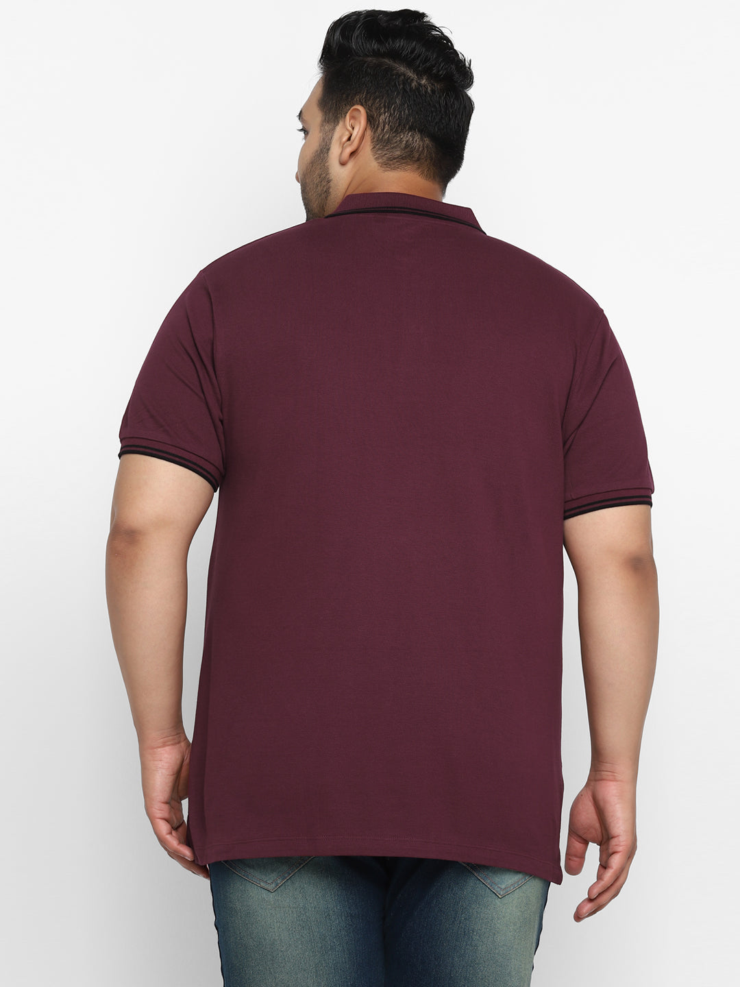 Urbano Plus Men's Maroon Solid Cotton Polo T-Shirt