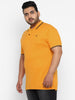 Plus Men's Yellow Solid Regular Fit Half Sleeve Cotton Polo T-Shirt