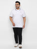 Plus Men's White Solid Regular Fit Half Sleeve Cotton Polo T-Shirt