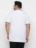 Plus Men's White Solid Regular Fit Half Sleeve Cotton Polo T-Shirt