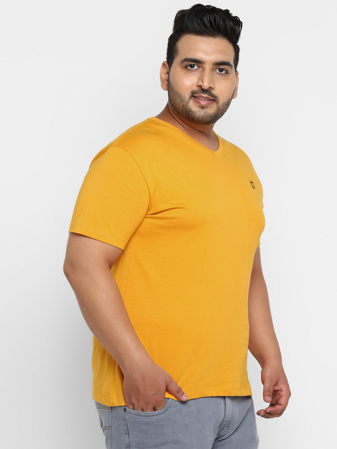 Urbano Plus Men's Yellow Printed Full Sleeve Regular Fit Cotton T-Shirt