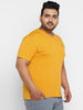 Plus Men's Yellow Printed Full Sleeve Regular Fit Cotton T-Shirt