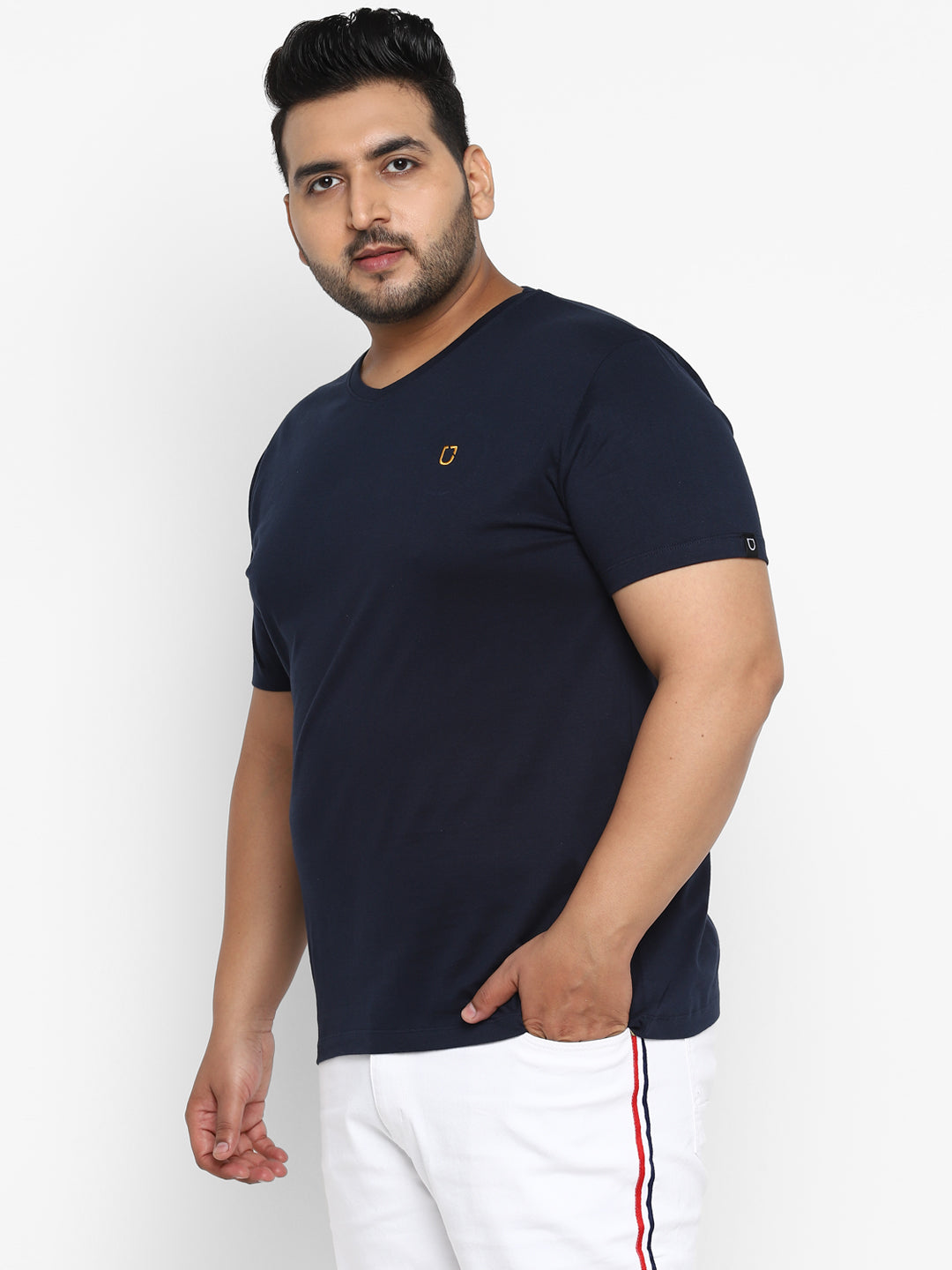 Urbano Plus Men's Navy Printed Full Sleeve Regular Fit Cotton T-Shirt