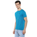 Men's Aqua Blue Solid Slim Fit Round Neck Cotton T-Shirt