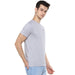 Men's Grey Melange Solid Slim Fit Round Neck Cotton T-Shirt