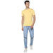 Men's Lemon Yellow Solid Slim Fit Round Neck Cotton T-Shirt