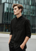 Men's Black Cotton Full Sleeve Regular Fit Casual Solid Shirt
