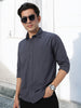 Men's Dark Grey Cotton Full Sleeve Regular Fit Casual Solid Shirt