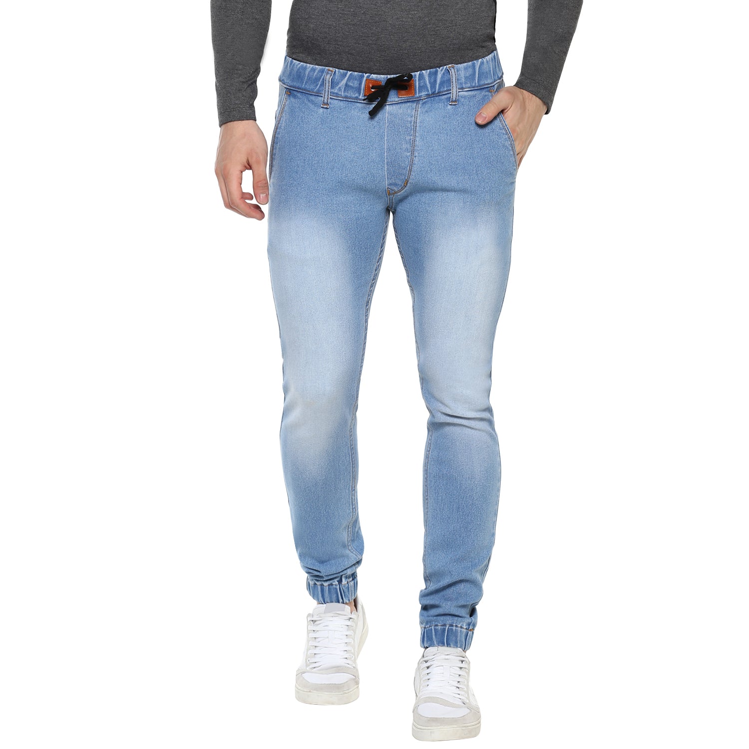 Urbano Fashion Men's Light Blue Slim Fit Stretch Jogger Jeans