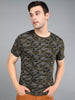 Urbano Fashion Men's Olive Military Camouflage Printed Slim Fit Half Sleeve Cotton T-Shirt