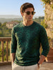 Men's Slim Fit Dark Green Printed Full Sleeve T-Shirt