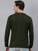 Men's Olive Green Printed Full Sleeve Slim Fit Cotton T-Shirt