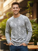 Men's White Grey Printed Full Sleeve Slim Fit Cotton T-Shirt