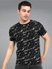 Urbano Fashion Men's Black Printed Round Neck Half Sleeve Slim Fit Cotton T-Shirt