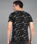 Urbano Fashion Men's Black Printed Round Neck Half Sleeve Slim Fit Cotton T-Shirt