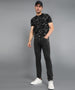 Urbano Fashion Men's Black Printed Round Neck Half Sleeve Slim Fit Cotton T-Shirt
