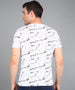 Urbano Fashion Men's White Printed Round Neck Half Sleeve Slim Fit Cotton T-Shirt