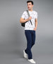 Urbano Fashion Men's White Printed Round Neck Half Sleeve Slim Fit Cotton T-Shirt