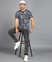 Urbano Fashion Men's Navy Blue Printed Round Neck Half Sleeve Slim Fit Cotton T-Shirt