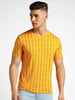 Urbano Fashion Men's Yellow Printed Round Neck Half Sleeve Slim Fit Cotton T-Shirt