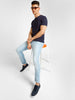 Urbano Fashion Men's Navy Blue Printed Round Neck Half Sleeve Slim Fit Cotton T-Shirt
