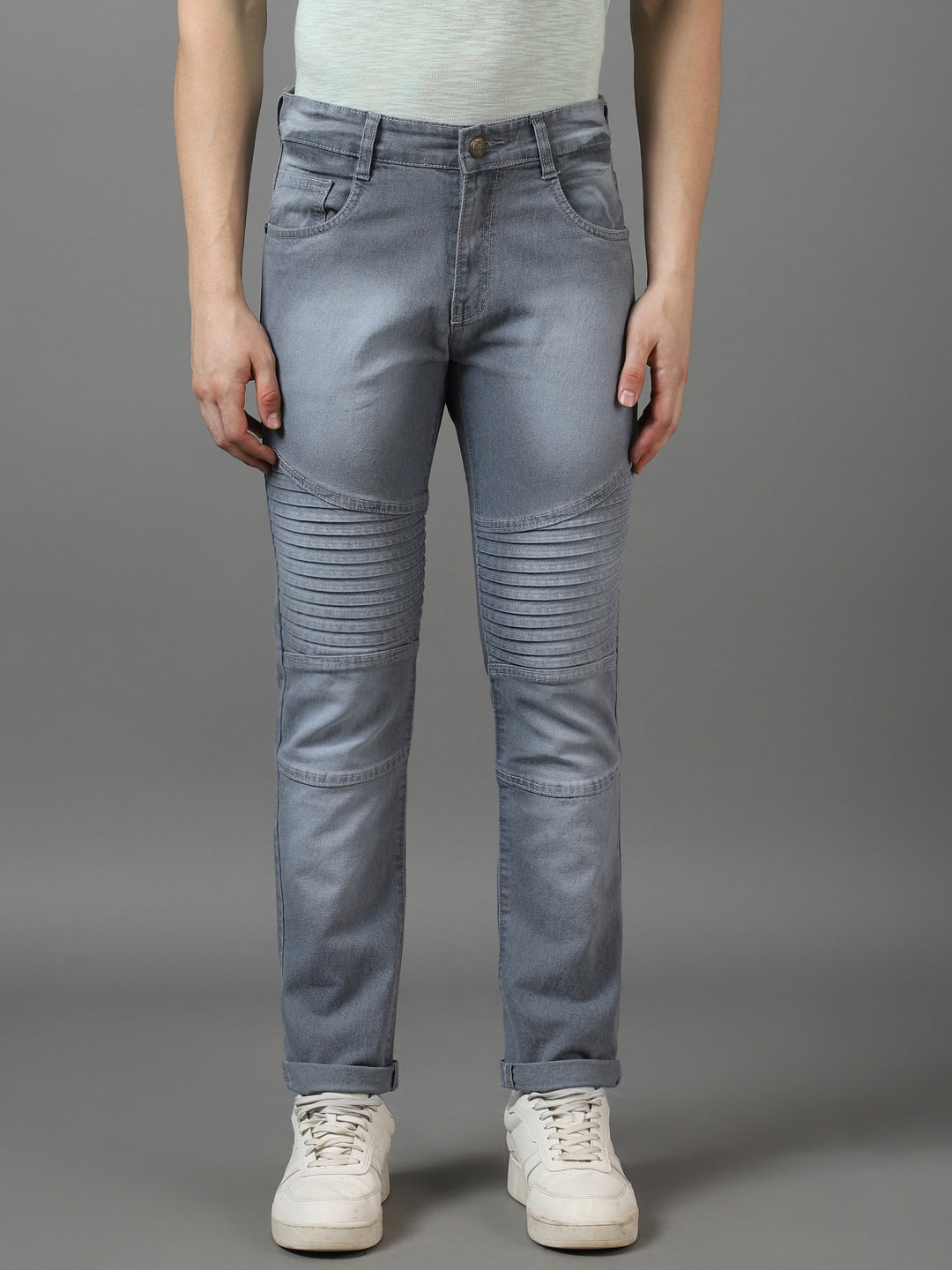 Urbano Fashion Men's Light Grey Slim Fit Jeans Stretchable