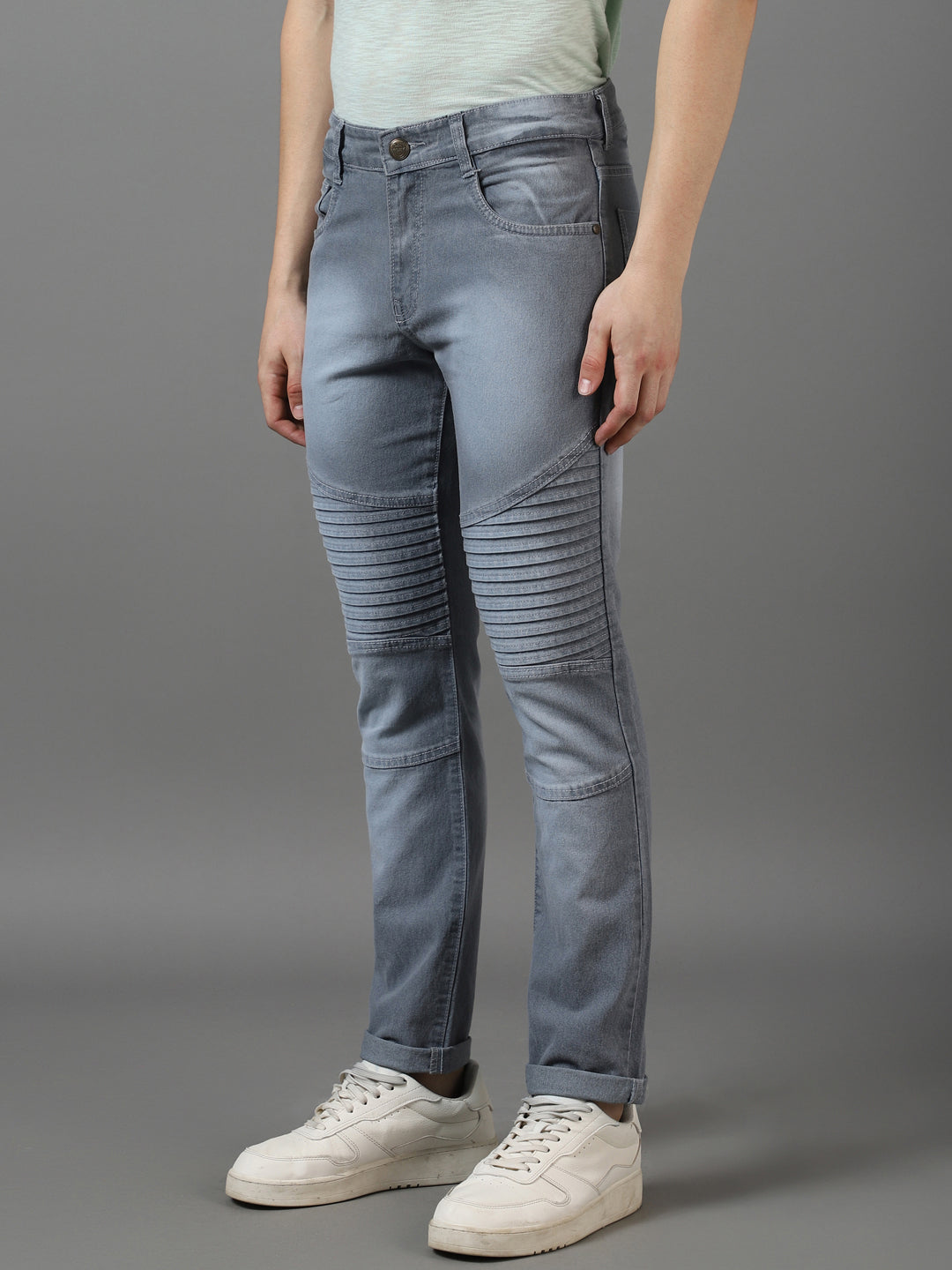 Urbano Fashion Men's Light Grey Slim Fit Jeans Stretchable